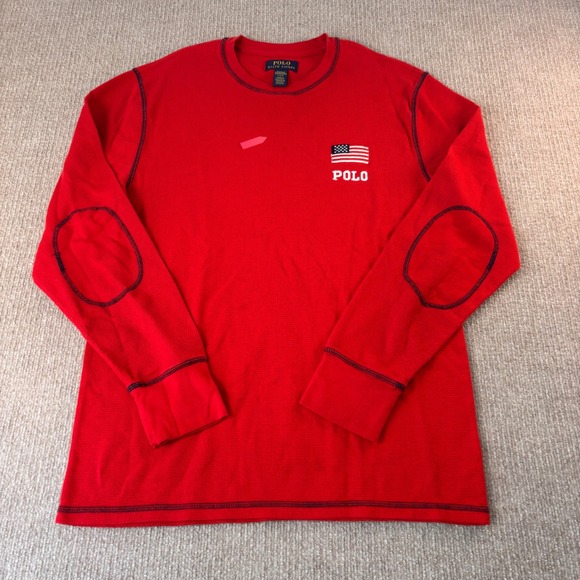 Polo Ralph Lauren Other - Polo Ralph Lauren Sleepwear USA Flag Red Thermal LS Shirt Men's Size Large